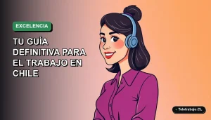 Ilustración vectorial plana de una mujer profesional chilena sonriendo, con blusa moderna, en fondo degradado azul y verde. Representa el dominio de Excel para el trabajo remoto.