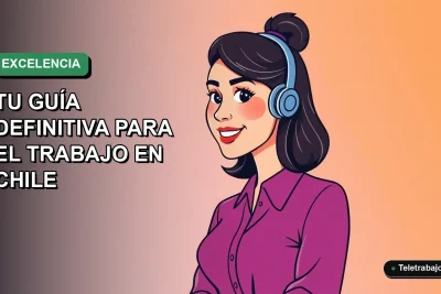 Ilustración vectorial plana de una mujer profesional chilena sonriendo, con blusa moderna, en fondo degradado azul y verde. Representa el dominio de Excel para el trabajo remoto.