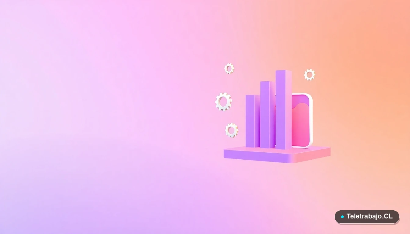 Interfaz de usuario abstracta con gráficos y iconos flotantes en tonos lavanda y durazno, sobre fondo degradado. Concepto visual de datos y tecnología para dominar Excel.