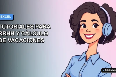 Ilustración vectorial plana de una mujer profesional chilena sonriendo, con blusa azul, mirando hacia la izquierda, sobre fondo degradado suave. Representa el dominio de Excel para gestión de recursos humanos y cálculo de vacaciones.