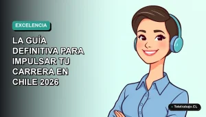 Ilustración vectorial plana de una mujer profesional chilena sonriendo, con blusa azul, en un fondo degradado verde azulado. Representa el dominio de Excel para impulsar carreras en 2026.