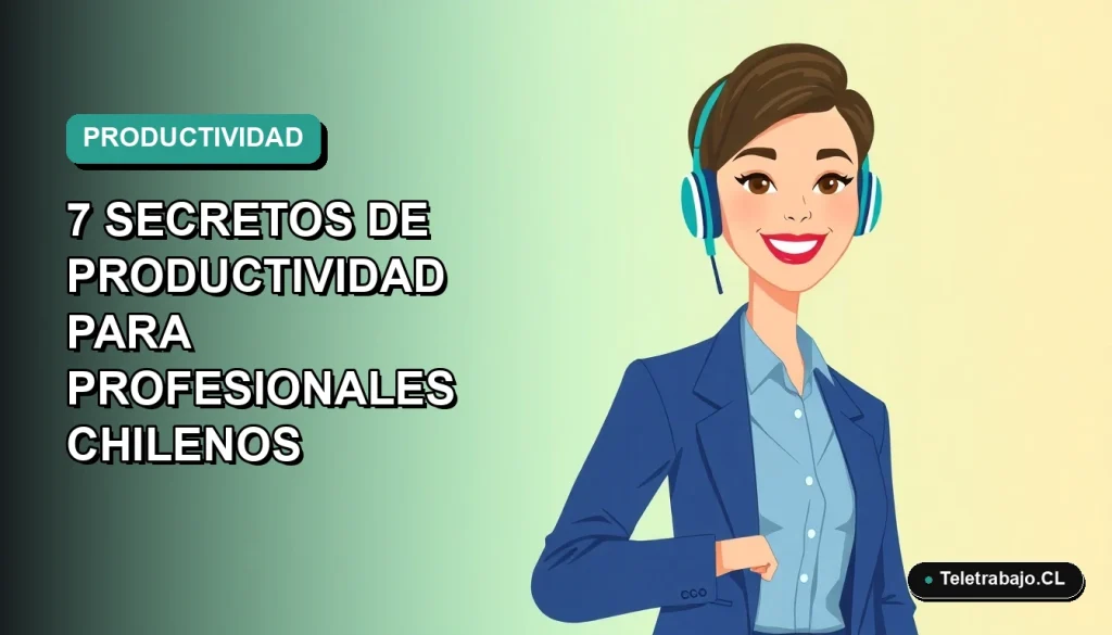 Ilustración vectorial plana de una mujer profesional chilena sonriente, con blusa azul y corte de pelo moderno, sobre un fondo degradado suave de color verde azulado. Espacio negativo a la izquierda.