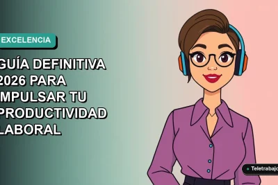 Ilustración vectorial plana de una mujer profesional chilena sonriendo, con fondo degradado azul verdoso, representando dominio de Excel para aumentar la productividad en la oficina.