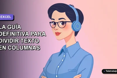 Ilustración plana vectorial de una mujer profesional chilena sonriente, con blusa azul y corte de pelo moderno, sobre fondo degradado lavanda y blanco. Representa el dominio de Excel.