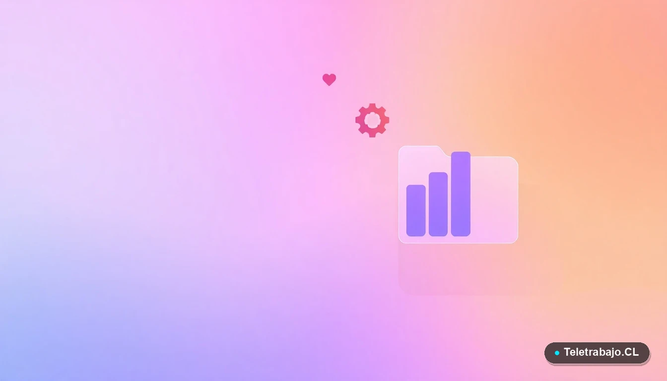 Elementos de interfaz de usuario abstractos y minimalistas, gráficos y engranajes flotantes, estilo ilustración plana corporativa.