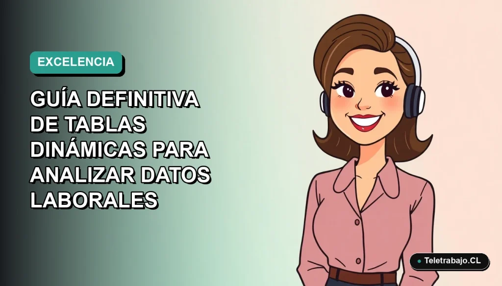 Ilustración vectorial plana de una mujer profesional de teletrabajo sonriendo, con fondo degradado suave azul verdoso, representando el dominio de Excel y análisis de datos.