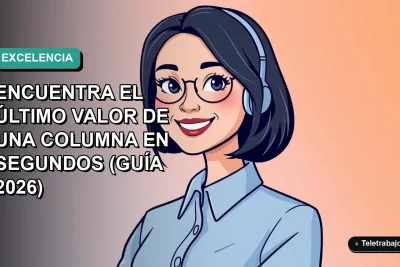 Ilustración vectorial plana de mujer profesional de tecnología con blusa azul y corte bob, sonriendo, sobre fondo degradado verde azulado. Concepto de tutorial de Excel.