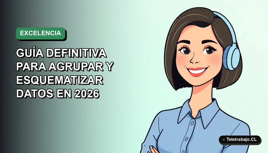 Ilustración plana corporativa de una mujer profesional feliz, con blusa azul y corte bob, sonriendo frente a un fondo degradado suave. Representa el dominio de Excel.