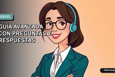 Ilustración plana corporativa de una mujer profesional chilena con blusa blanca y pelo castaño, sonriendo, sobre un fondo degradado suave azul verdoso. Concepto de preparación para entrevistas laborales y dominio de Excel.