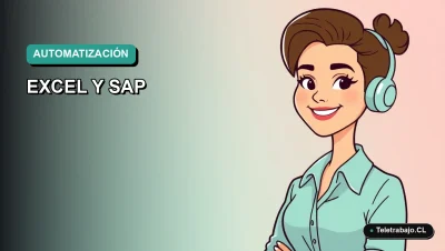 Ilustración vectorial plana de estilo premium que representa a una profesional chilena de tecnología, con un fondo degradado suave, para un artículo sobre el uso de ChatGPT en Excel y SAP.
