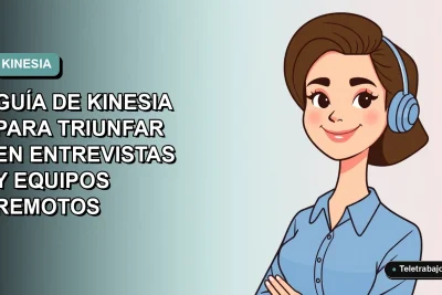 Ilustración plana corporativa de una mujer profesional remota sonriente, con fondo degradado azul verdoso, representando comunicación no verbal en entornos digitales.