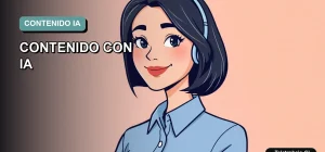 Ilustración vectorial plana moderna de una mujer profesional de tecnología trabajando de forma remota, con un fondo de gradiente suave. Representa la creación de contenido para redes sociales usando inteligencia artificial.