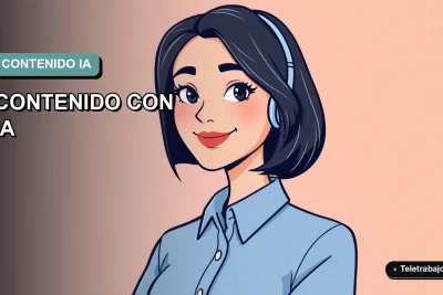 Ilustración vectorial plana moderna de una mujer profesional de tecnología trabajando de forma remota, con un fondo de gradiente suave. Representa la creación de contenido para redes sociales usando inteligencia artificial.