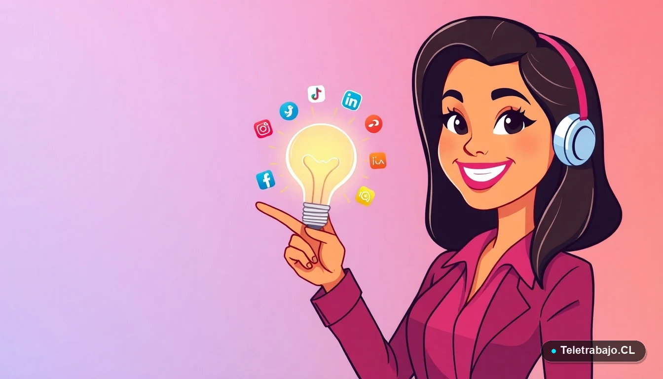 Profesional chilena usando inteligencia artificial para generar ideas de contenido para redes sociales