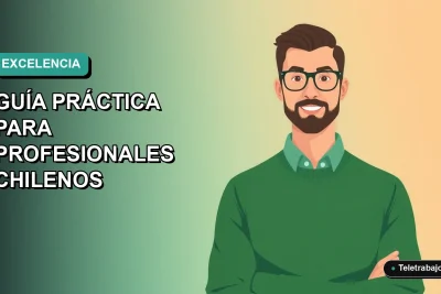Ilustración plana vectorial de un profesional chileno en teletrabajo dominando la función Buscar Objetivo de Excel en su oficina moderna.