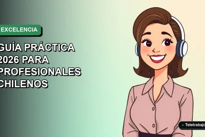 Ilustración plana de mujer profesional chilena sonriendo, fondo degradado azul y verde, concepto de gestión de proyectos con Excel.