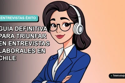 Ilustración plana vectorial de una profesional chilena sonriente, con blazer azul, mirando con confianza. Fondo degradado suave azul verdoso. Concepto de preparación para entrevistas laborales difíciles.