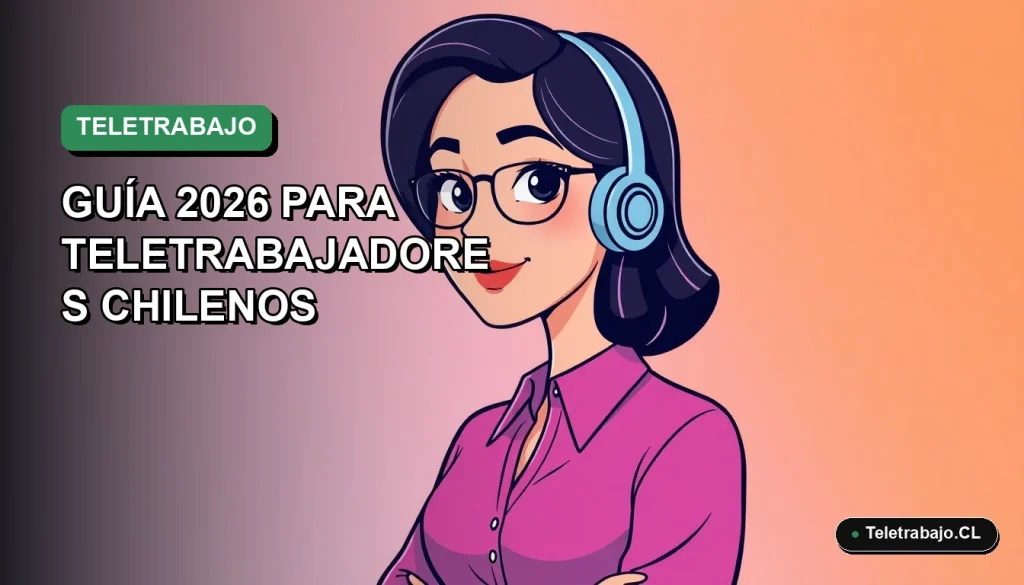 Ilustración plana corporativa de una mujer chilena teletrabajadora sonriendo, con fondo degradado verde. Guía de Excel para listas desplegables.