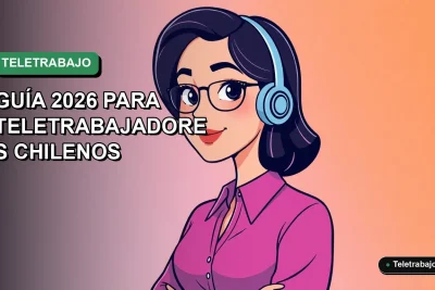 Ilustración plana corporativa de una mujer chilena teletrabajadora sonriendo, con fondo degradado verde. Guía de Excel para listas desplegables.