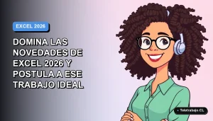 Ilustración vectorial plana de una mujer profesional feliz con un fondo de gradiente azul y morado, representando el dominio de las nuevas funciones de Excel.