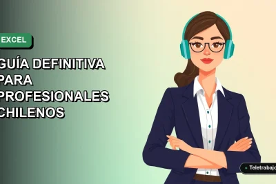 Ilustración plana corporativa de una profesional chilena sonriente, con blazer azul, frente a un fondo degradado suave. Concepto de dominar fórmulas complejas en Excel.