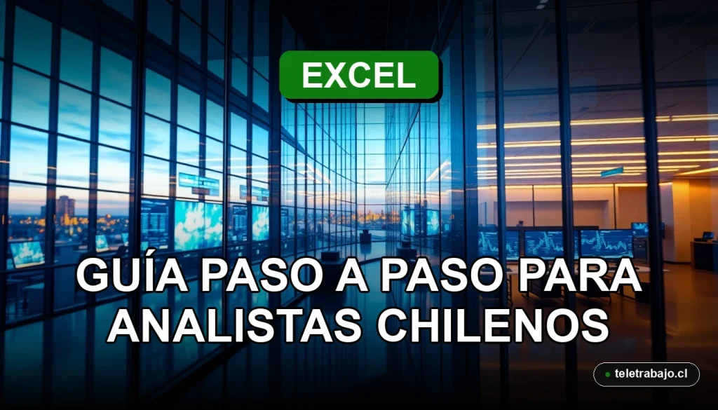 Guía avanzada de tablas dinámicas en Excel 2026 para análisis de datos en empresas chilenas, mostrada en una pantalla con gráficos abstractos.