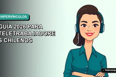 Guía visual para dominar los hipervínculos en Excel, dirigida a teletrabajadores chilenos. Ilustración plana de mujer profesional.