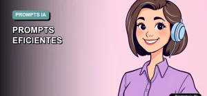 Ilustración vectorial plana de estilo Corporate Memphis mostrando una trabajadora remota de tecnología, con fondo degradado vacío, representando el dominio de prompts para IA como Copilot y ChatGPT.