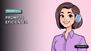 Ilustración vectorial plana de estilo Corporate Memphis mostrando una trabajadora remota de tecnología, con fondo degradado vacío, representando el dominio de prompts para IA como Copilot y ChatGPT.