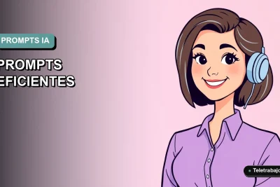Ilustración vectorial plana de estilo Corporate Memphis mostrando una trabajadora remota de tecnología, con fondo degradado vacío, representando el dominio de prompts para IA como Copilot y ChatGPT.