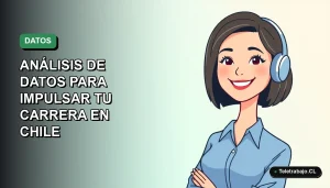 Ilustración plana corporativa de una mujer profesional chilena sonriente, con blusa azul y corte bob, frente a un fondo degradado suave. Representa el dominio de análisis de datos con Power Pivot en Excel 2026 para impulsar carreras profesionales.