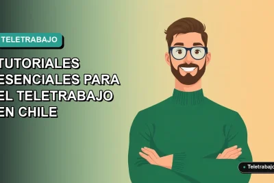 Ilustración plana corporativa de un trabajador remoto en Chile, con fondo degradado azul verdoso, dominando plataformas SAP, Salesforce y HubSpot.