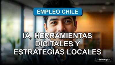Un profesional latino en una oficina moderna mira con confianza a la cámara, representando el dominio de la búsqueda de empleo con IA y herramientas digitales en Chile.