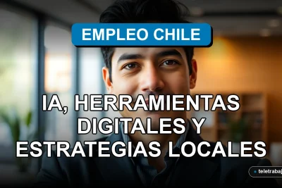Un profesional latino en una oficina moderna mira con confianza a la cámara, representando el dominio de la búsqueda de empleo con IA y herramientas digitales en Chile.