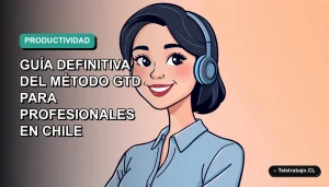 Ilustración plana vectorial de una mujer profesional chilena con blusa azul y pelo corto, sonriendo con confianza. Fondo con gradiente suave de azul a verde menta.