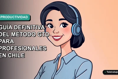 Ilustración plana vectorial de una mujer profesional chilena con blusa azul y pelo corto, sonriendo con confianza. Fondo con gradiente suave de azul a verde menta.