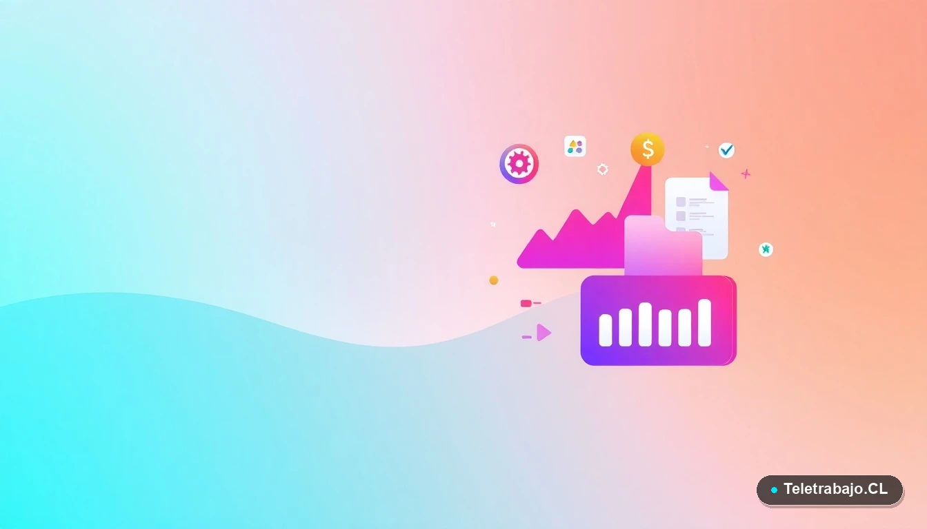 Composición abstracta de interfaz de usuario con gráficos y iconos flotantes, estilo vectorial plano, sobre fondo degradado de menta a verde azulado, representando conceptos de preparación profesional.