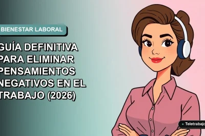Ilustración plana corporativa de una mujer profesional con expresión tranquila, fondo con gradiente suave de color teal, concepto de salud mental en el trabajo.