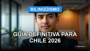 Un profesional chileno en una oficina moderna, representando el éxito laboral al dominar un segundo idioma.