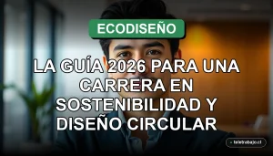 Guía de carrera profesional en ecodiseño y economía circular en Chile, mostrando un enfoque sostenible y moderno.