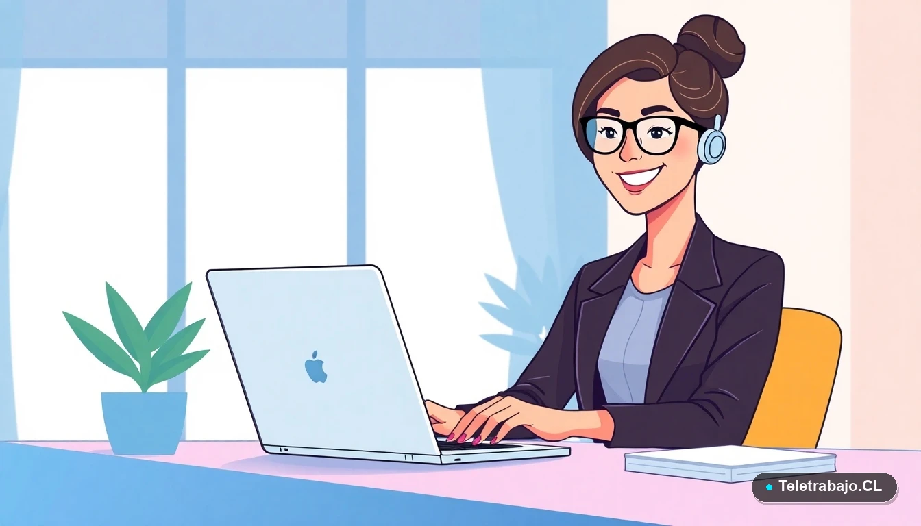 Ejemplo visual de profesional chilena enviando correo de postulación para teletrabajo