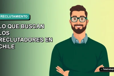 Ilustración plana corporativa de un trabajador remoto masculino, estilo vectorial moderno, sobre fondo degradado azul verdoso.