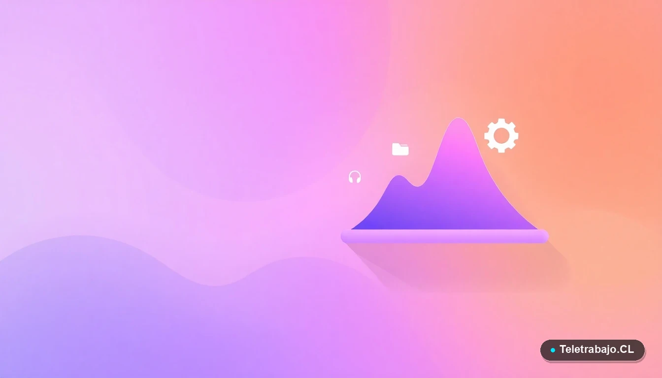 Composición abstracta de interfaz de usuario con gráficos y iconos flotantes en tonos lavanda y durazno, sobre fondo degradado. Representación visual del sesgo de sobreconfianza en datos y procesos laborales.