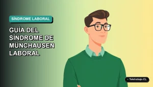 Ilustración plana vectorial de un trabajador masculino de oficina con suéter verde, sobre fondo degradado azul y verde. Espacio negativo a la izquierda.
