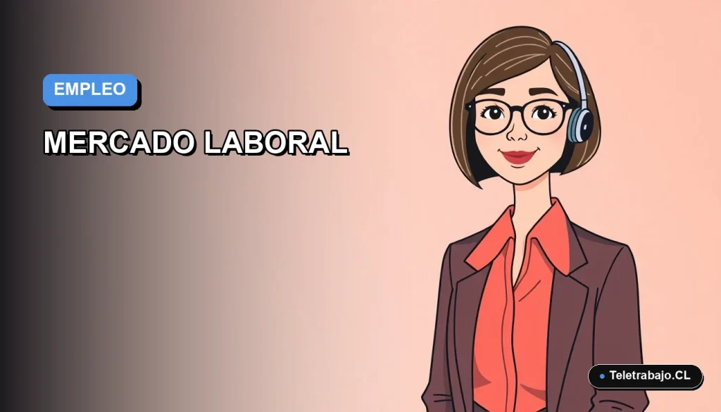 Ilustración vectorial plana y moderna de una profesional chilena sonriente, representando el máximo histórico de oferta laboral. Fondo con gradiente azul.