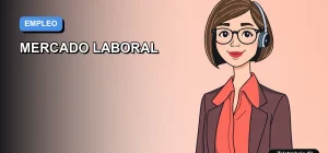 Ilustración vectorial plana y moderna de una profesional chilena sonriente, representando el máximo histórico de oferta laboral. Fondo con gradiente azul.