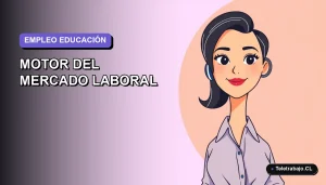 Ilustración plana vectorial estilo Corporate Memphis de una mujer profesional trabajando de forma remota, con fondo degradado lavanda y espacio negativo a la izquierda.