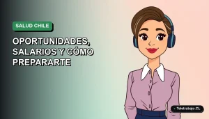 Ilustración vectorial plana de una mujer profesional de la salud en Chile, con fondo degradado vacío, estilo Corporate Memphis.
