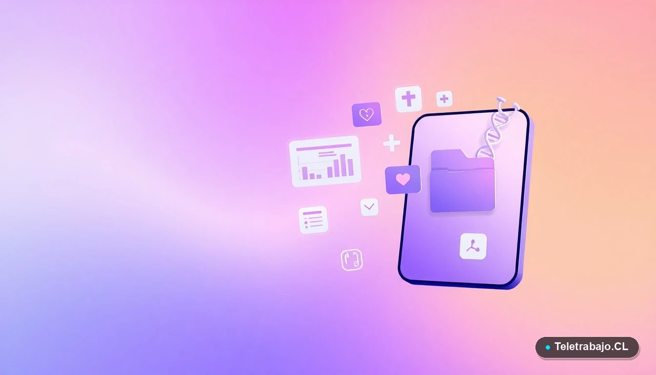 Composición abstracta de interfaz de usuario con iconos médicos flotantes y gráficos, ilustración vectorial plana sobre el sector salud.