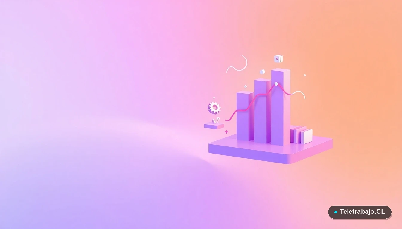 Elementos abstractos de interfaz de usuario tecnológica, con gráficos y engranajes flotantes, ilustración plana minimalista con fondo lavanda.